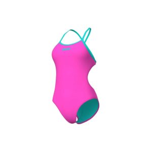 Fato de Banho Mulher Arena Tie Back Solid Rosa Choque